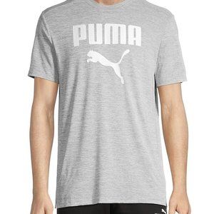 Puma Men's Logo Graphic Heathered T-Shirt - Grey - Size L
